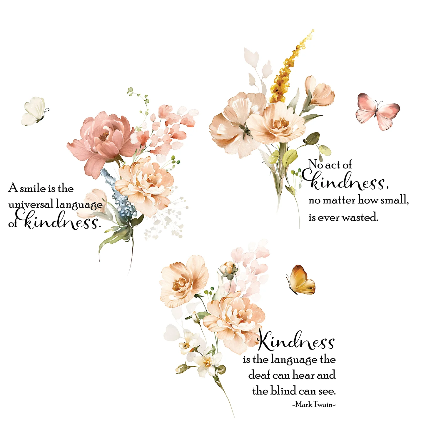 Printed Butterfly Floral Handkerchiefs Set of 3 CH1524