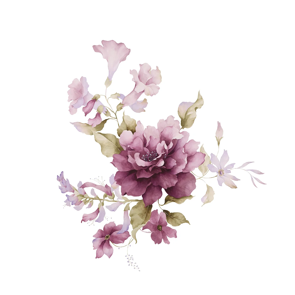 Printed Mauve Floral Handkerchiefs Set of 3 CH1526 - Image 2