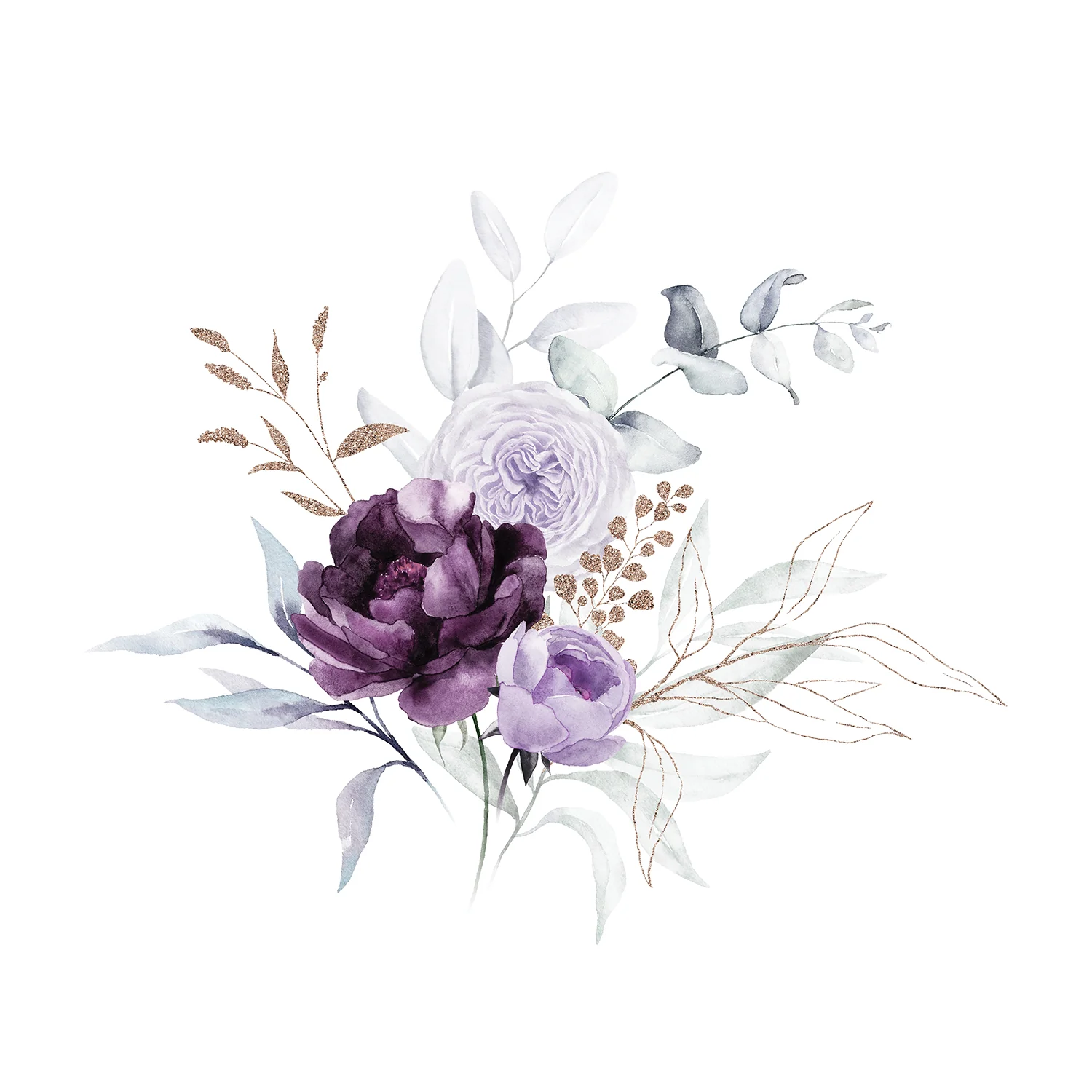 Printed Plum Roses Handkerchiefs Set of 3 CH1523 - Image 4