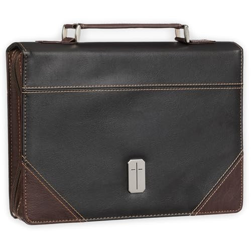 Pursue Righteousness Black and Walnut Brown Faux Leather Classic Bible Cover BBM900