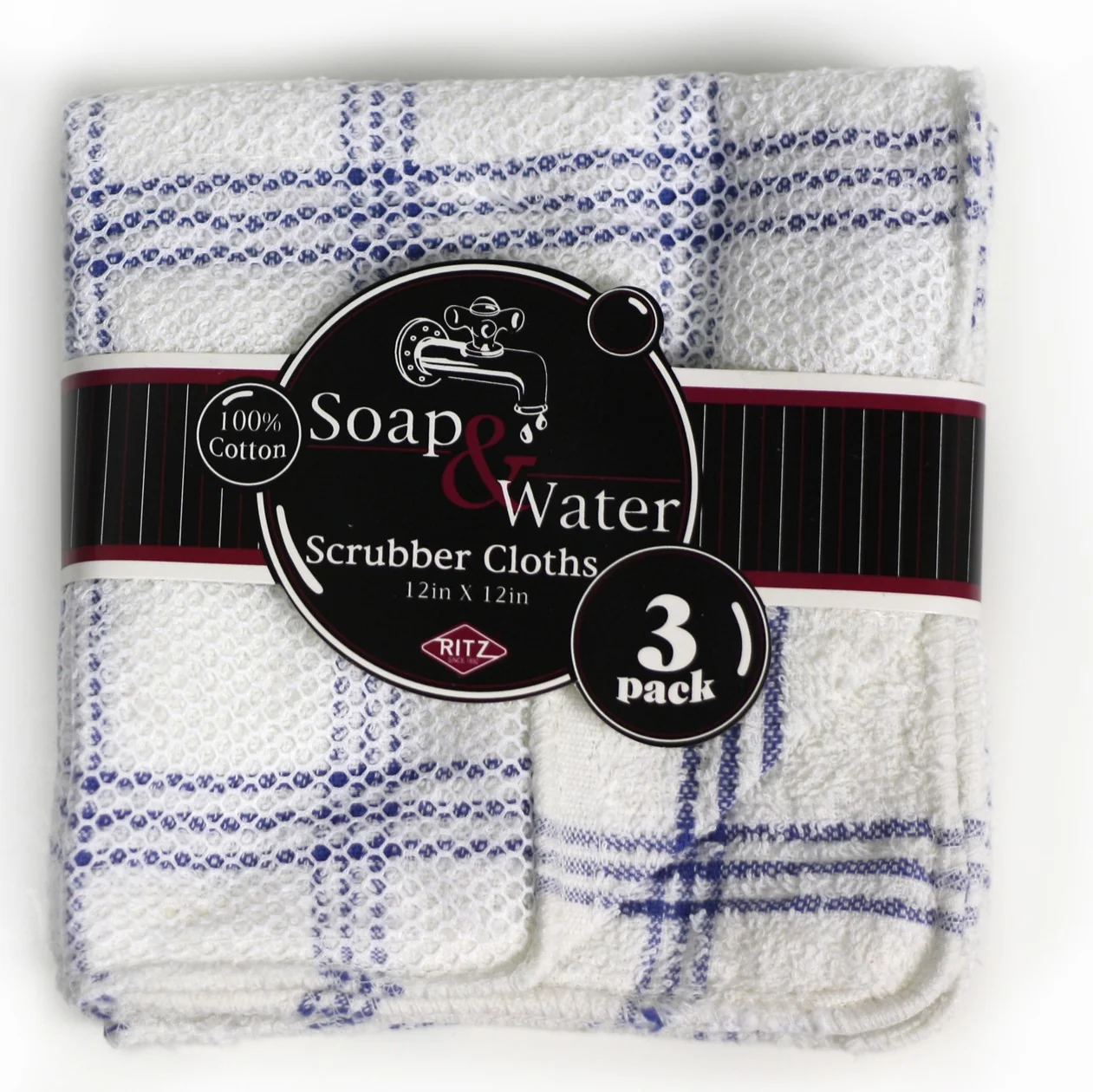 Soap & Water Dishcloth with Scrubber 3 Pack - Image 2