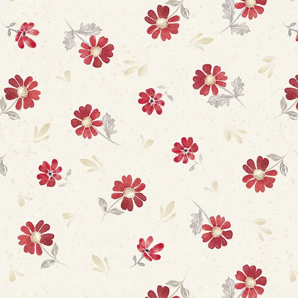 Scarlet Dreams Collection Medium Floral Toss Cotton Fabric 30110