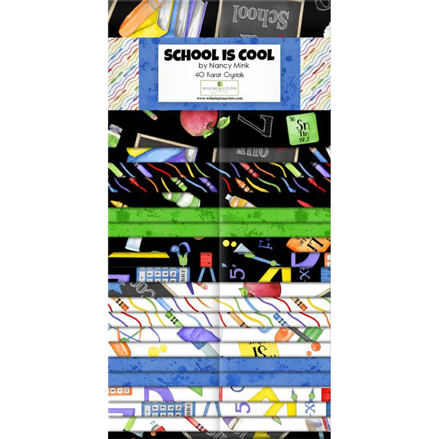 School Is Cool Collection 40 Karat Crystals Cotton Fabric Strips 840-723-840