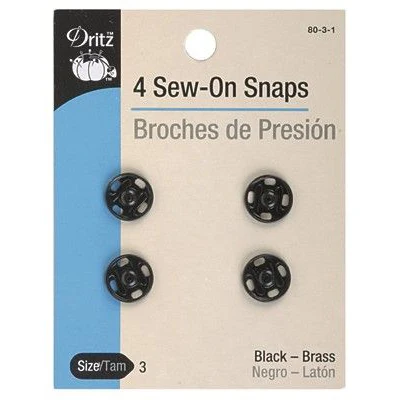 Sew On Snaps Black 80-3-1