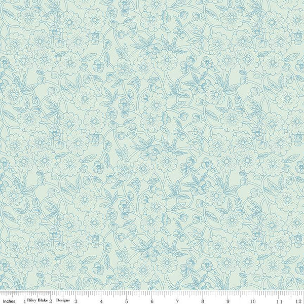 Sewing Seeds Collection Porcelain Petals Cotton Fabric CD15962 - Image 2