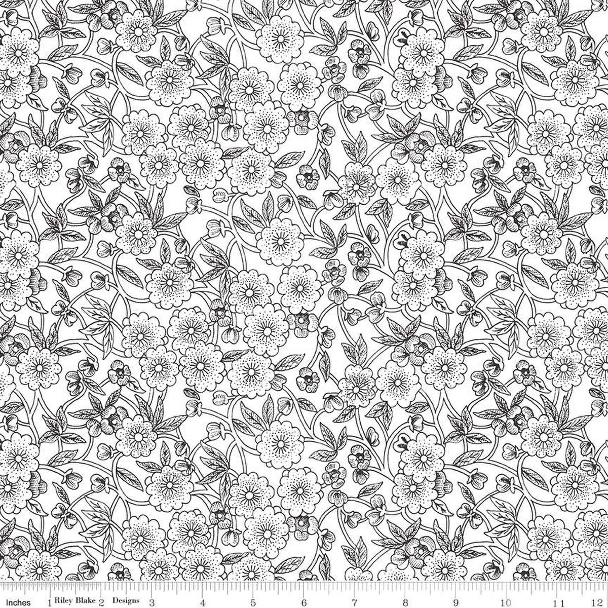 Sewing Seeds Collection Porcelain Petals Cotton Fabric CD15962 - Image 3