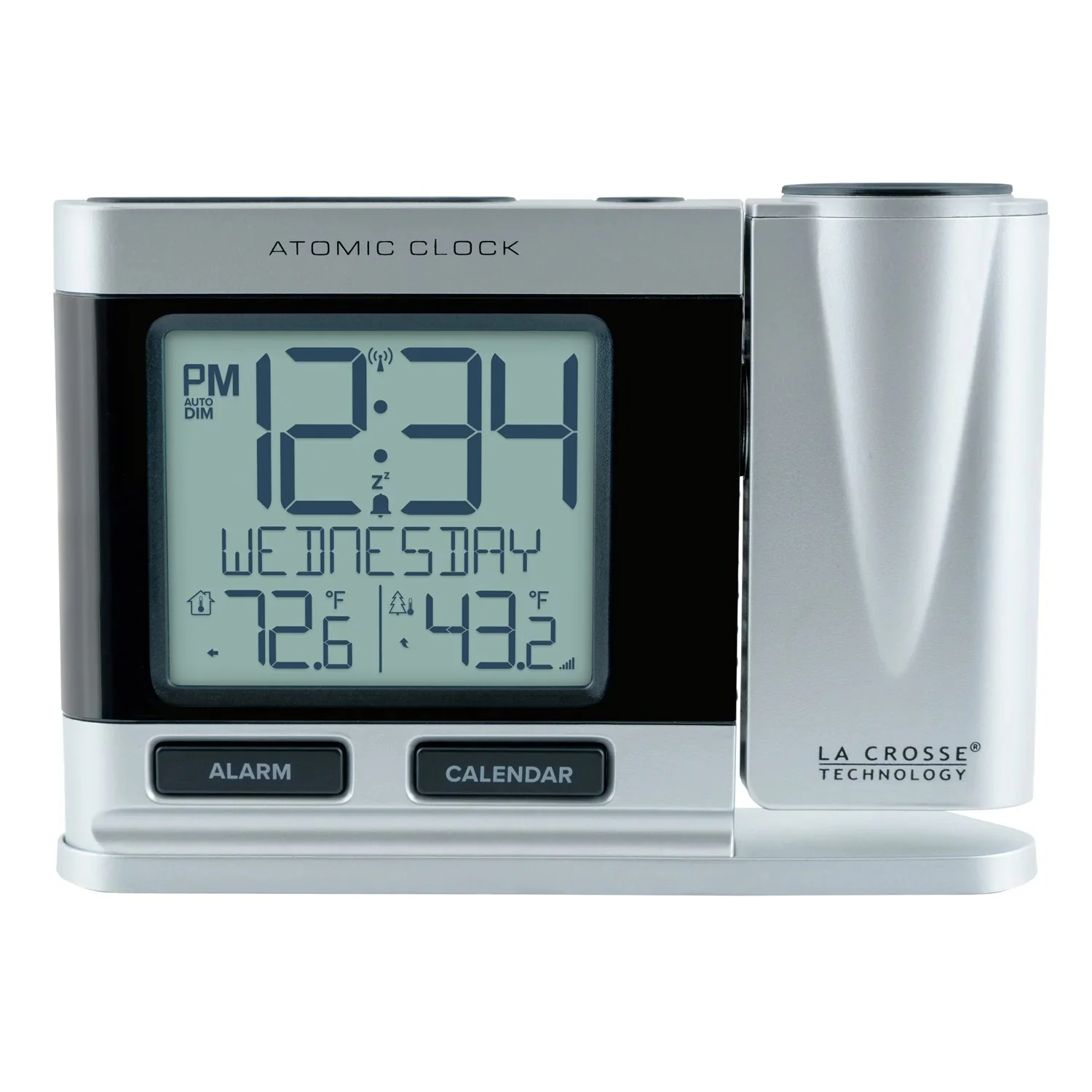 Silver Atomic Projection Alarm Clock 616-1410