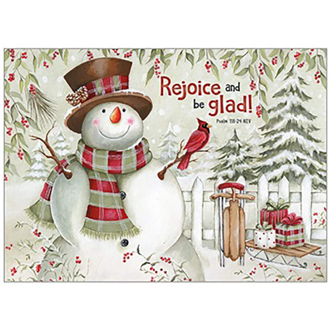 Snowman With Sled Christmas Boxed Cards HBX62224