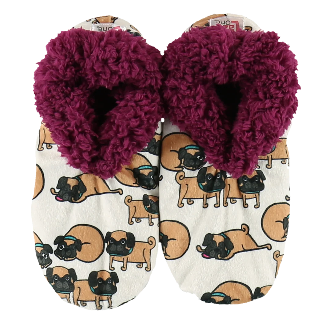 Snug as a Pug Fuzzy Feet Slippers FF383