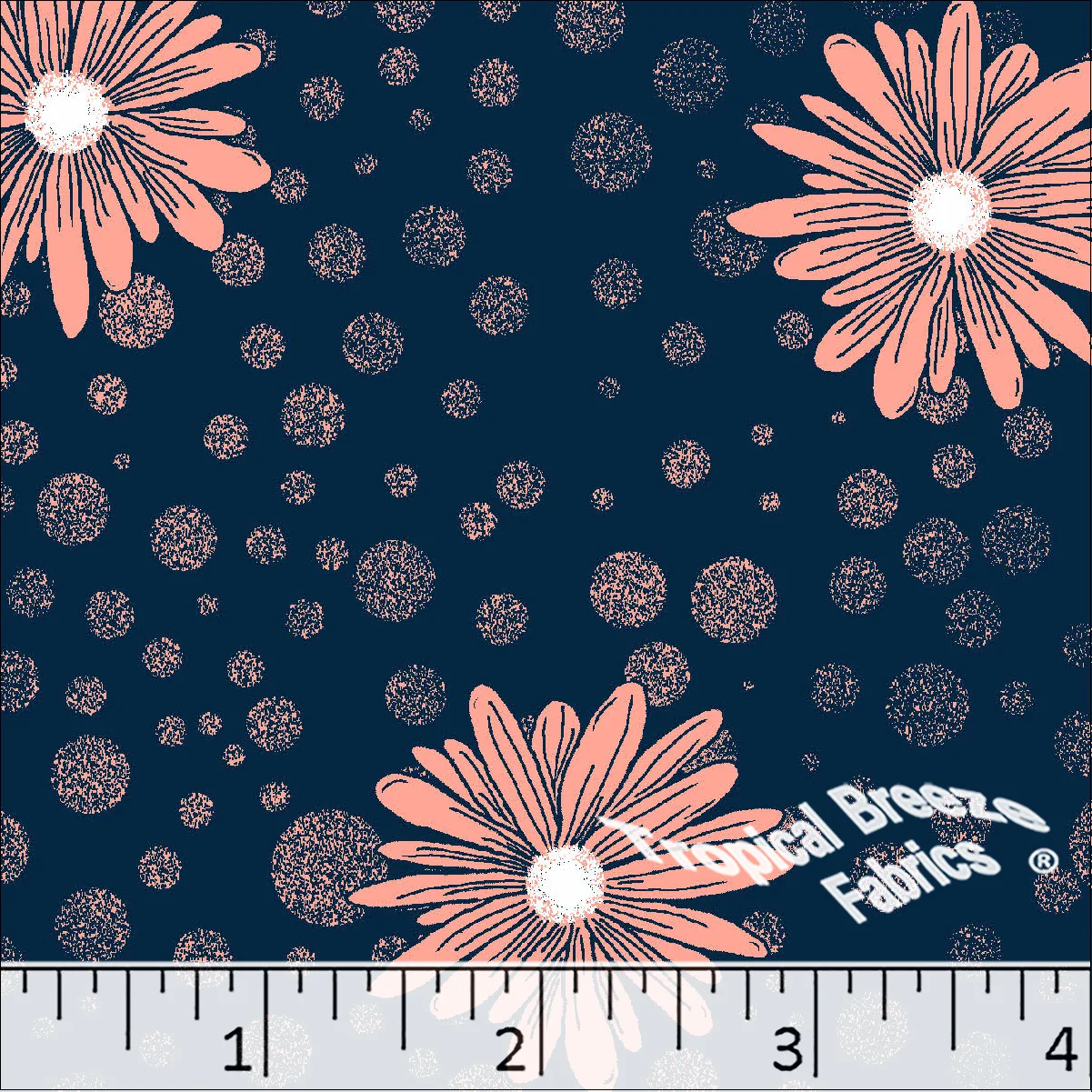 Standard Weave Flower Dots Poly Cotton Fabric 6117 - Image 2
