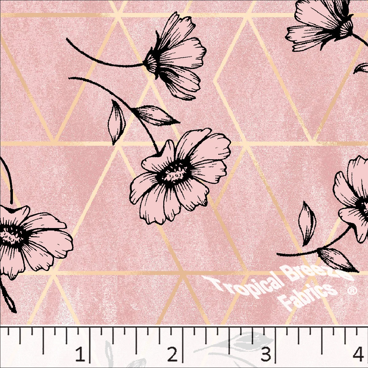Standard Weave Geometric Floral Print Poly Cotton Fabric 6254