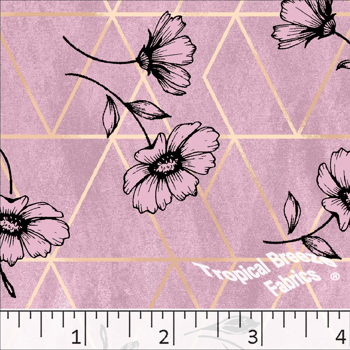Standard Weave Geometric Floral Print Poly Cotton Fabric 6254 - Image 2