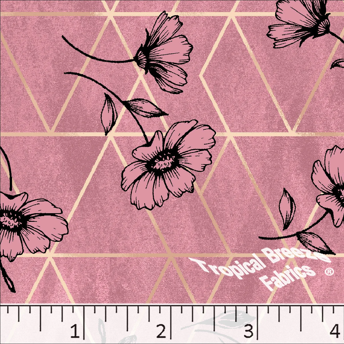 Standard Weave Geometric Floral Print Poly Cotton Fabric 6254 - Image 3
