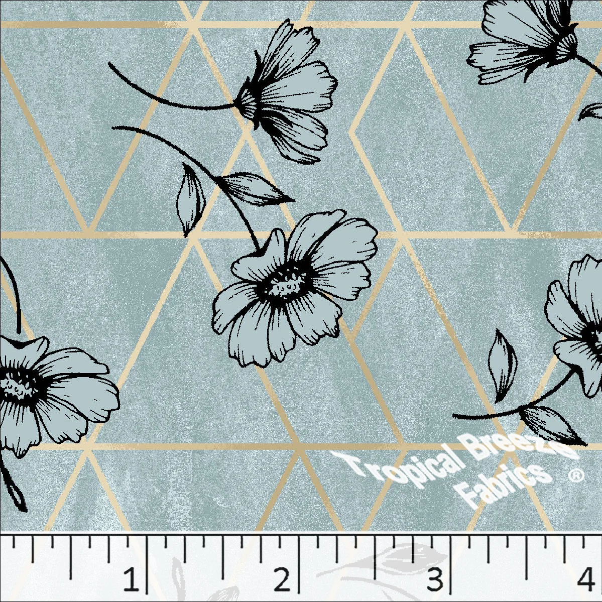 Standard Weave Geometric Floral Print Poly Cotton Fabric 6254 - Image 4