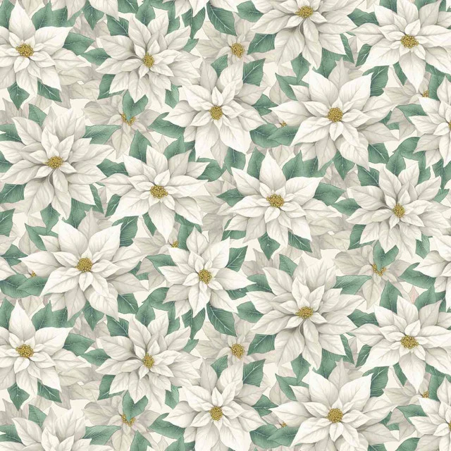 Sweet Christmas Memories Collection Poinsettia Cotton Fabric 3619