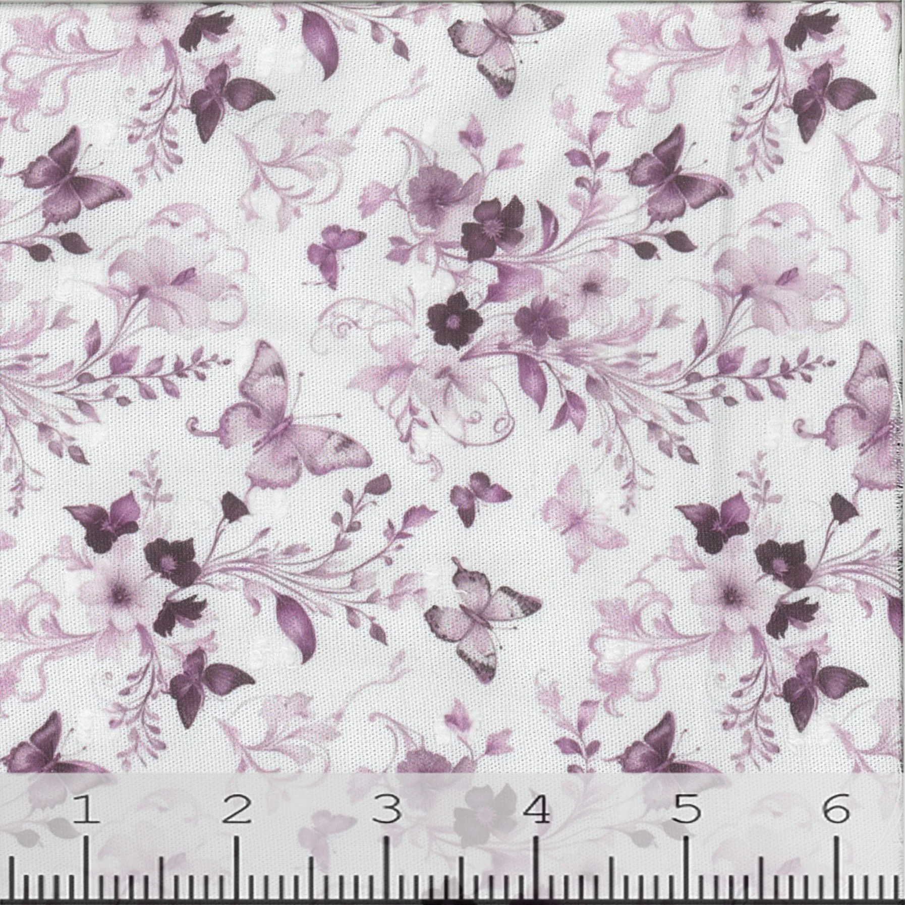 Swiss Dot Butterfly Meadow Print Polyester Fabric 00022