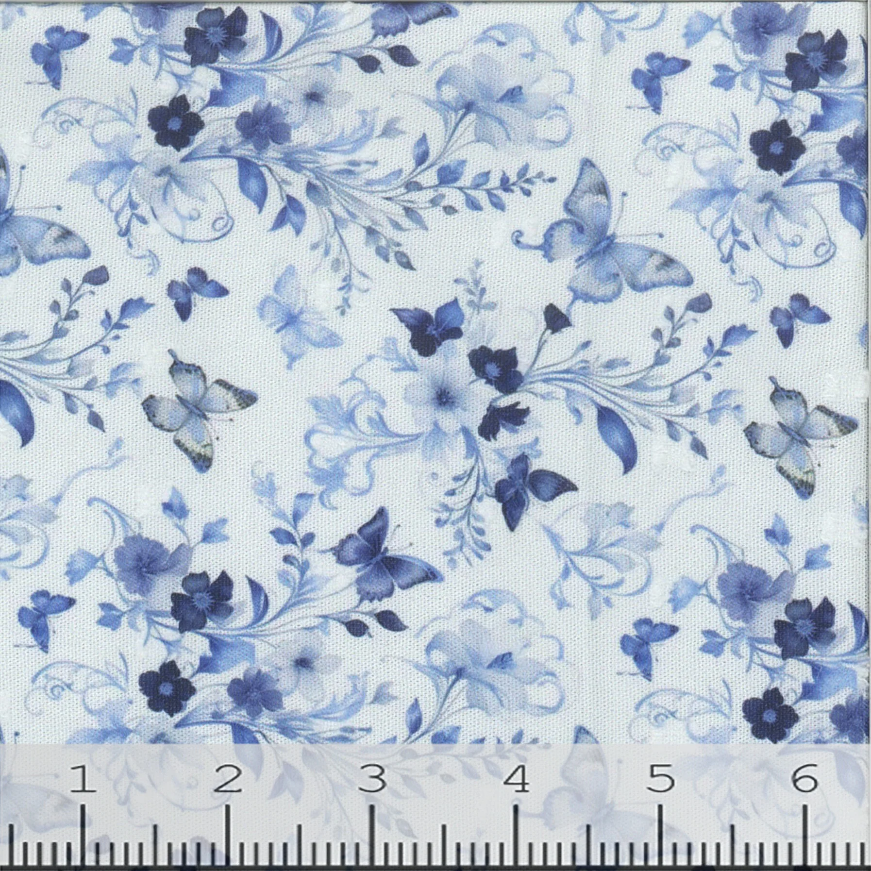 Swiss Dot Butterfly Meadow Print Polyester Fabric 00022 - Image 2