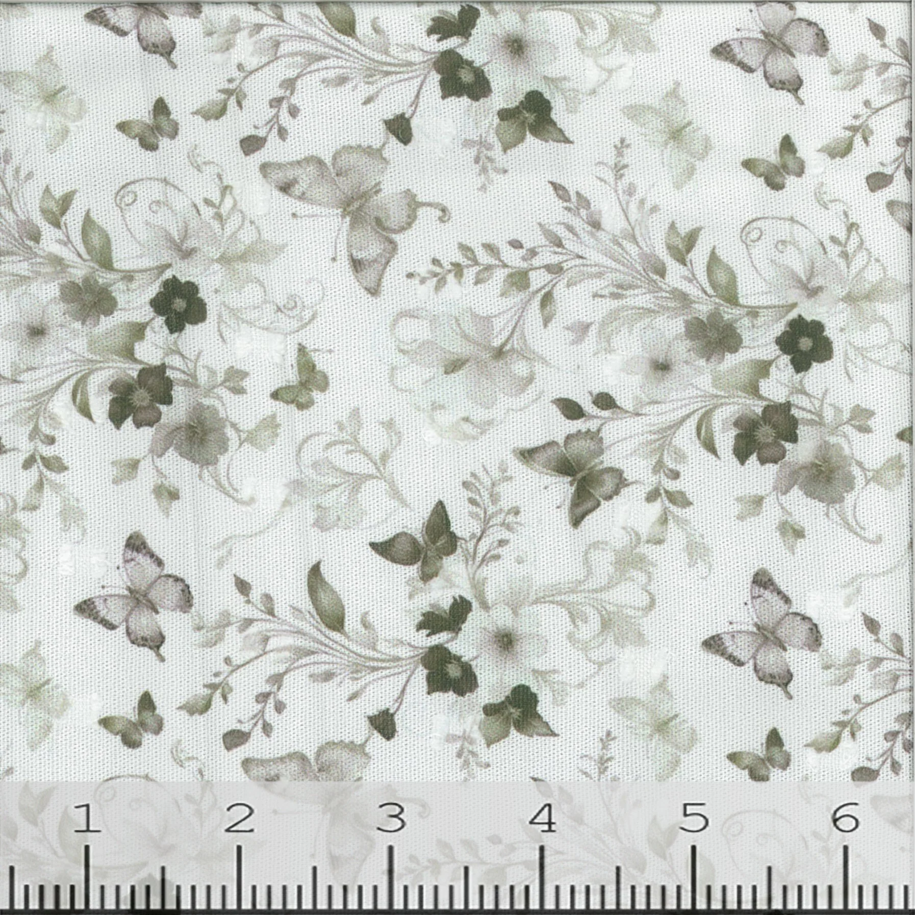 Swiss Dot Butterfly Meadow Print Polyester Fabric 00022 - Image 3