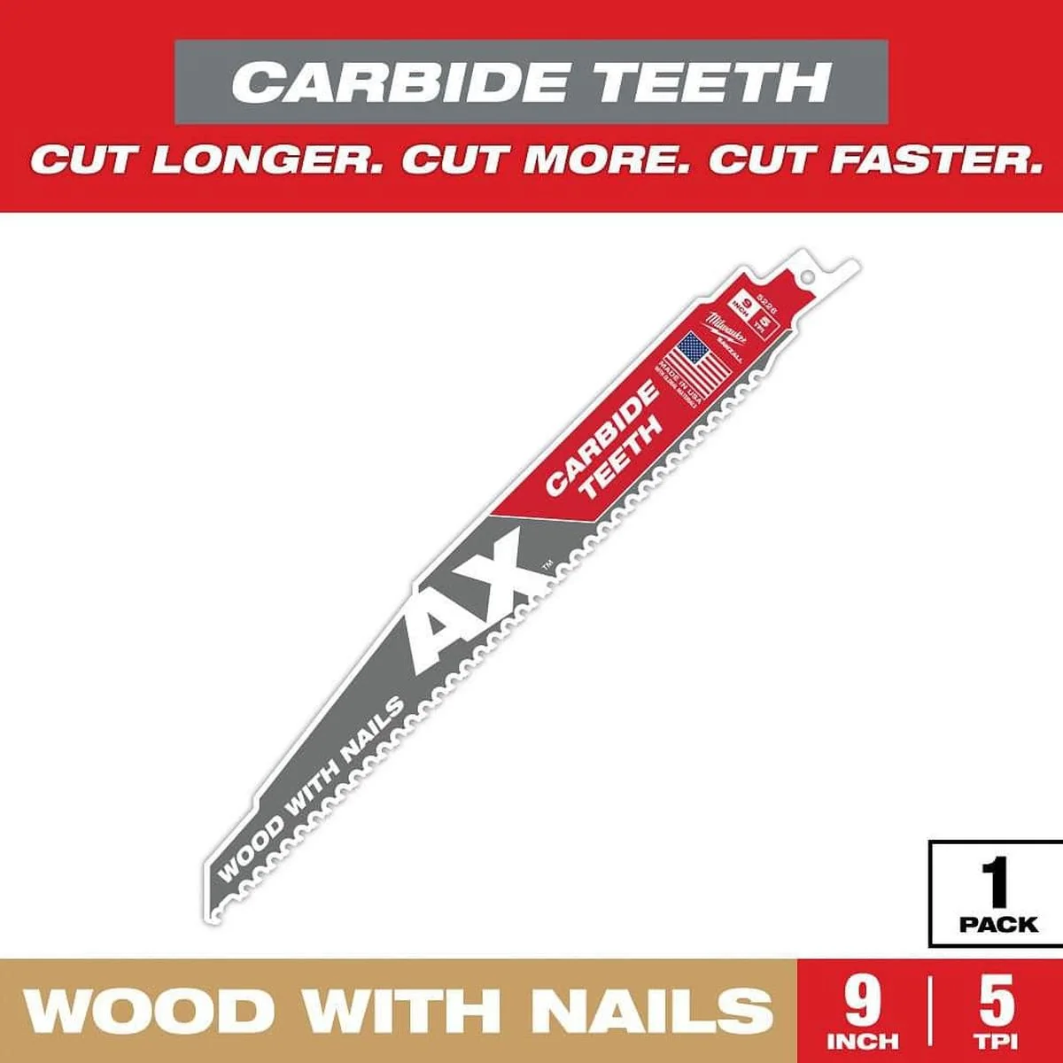 The Ax With Carbide Teeth Sawzall Blade 9 in. - Image 2