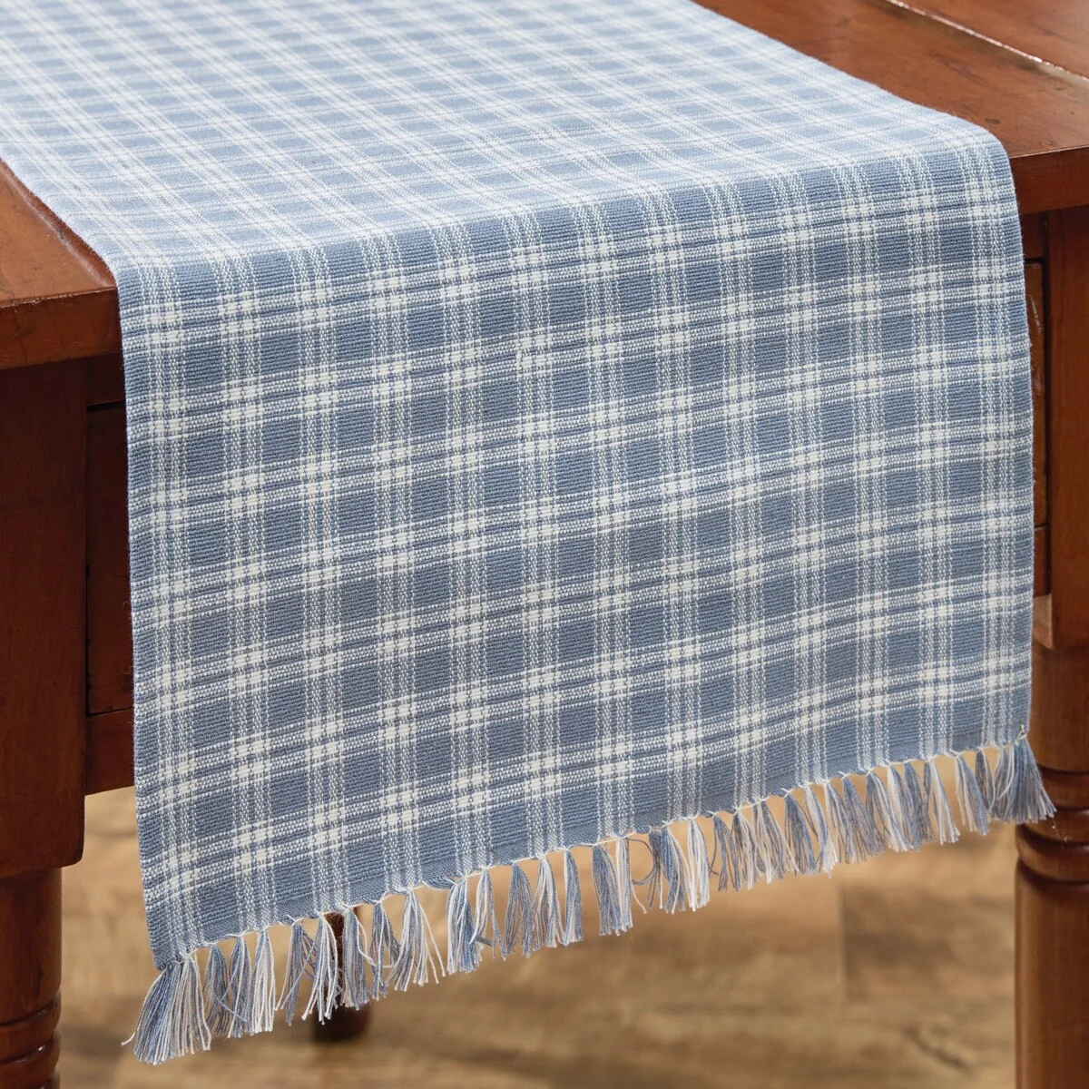 The Stafford Dusk Blue & White Plaid Table Runner 4898-120D