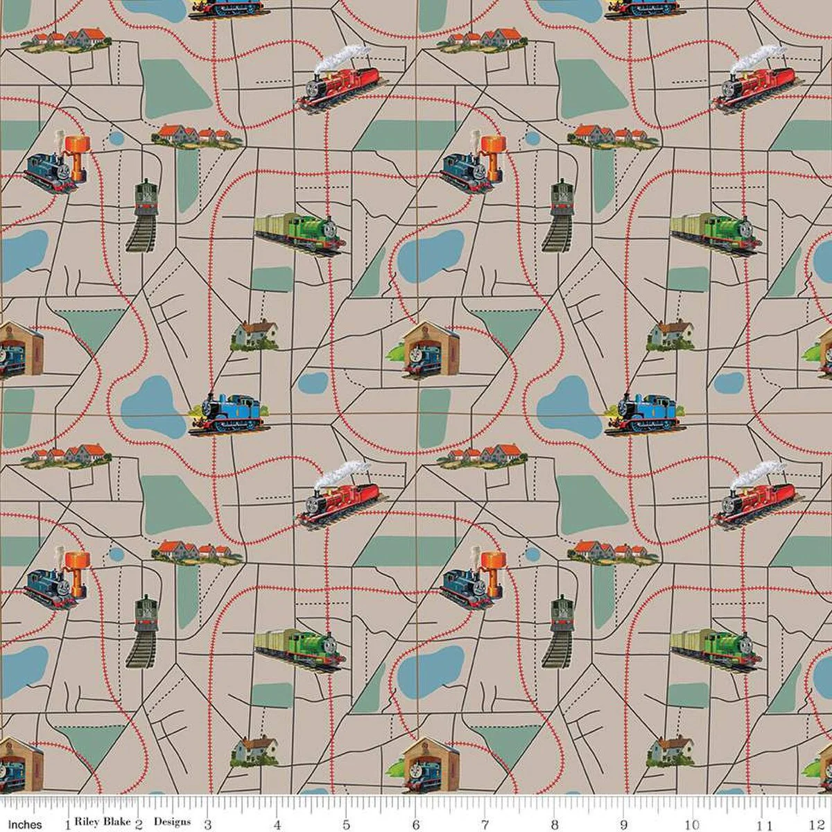 Thomas and Friends Collection Map Cotton Fabric CD17012 - Image 3