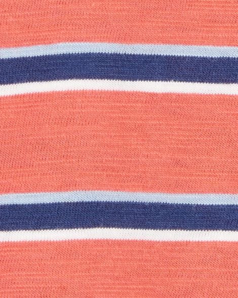 Toddler Striped Cotton Short-Sleeve Henley - Orange 2S803010-800 - Image 2