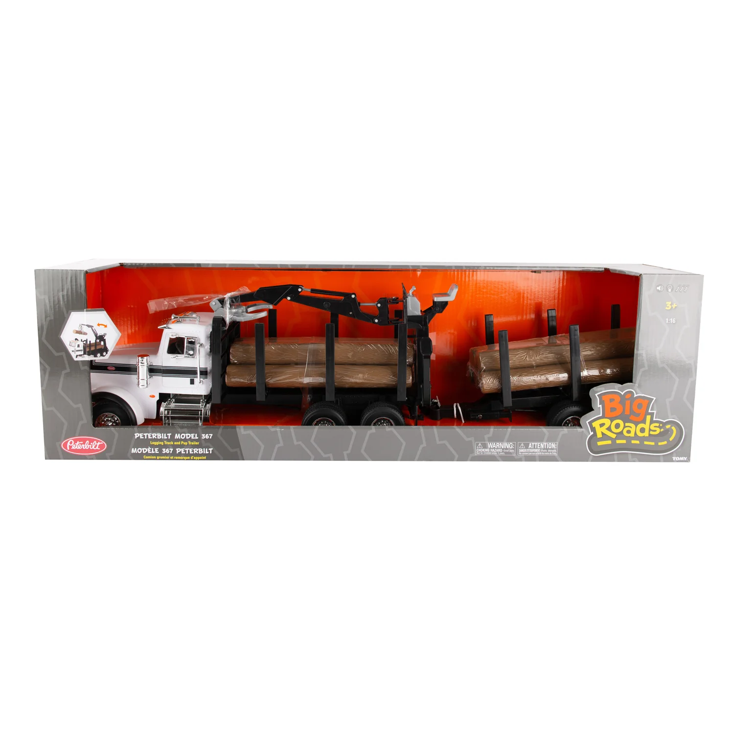 Toy Peterbilt 367 Logging Truck with Pup Trailer and Logs 46720 - Image 11