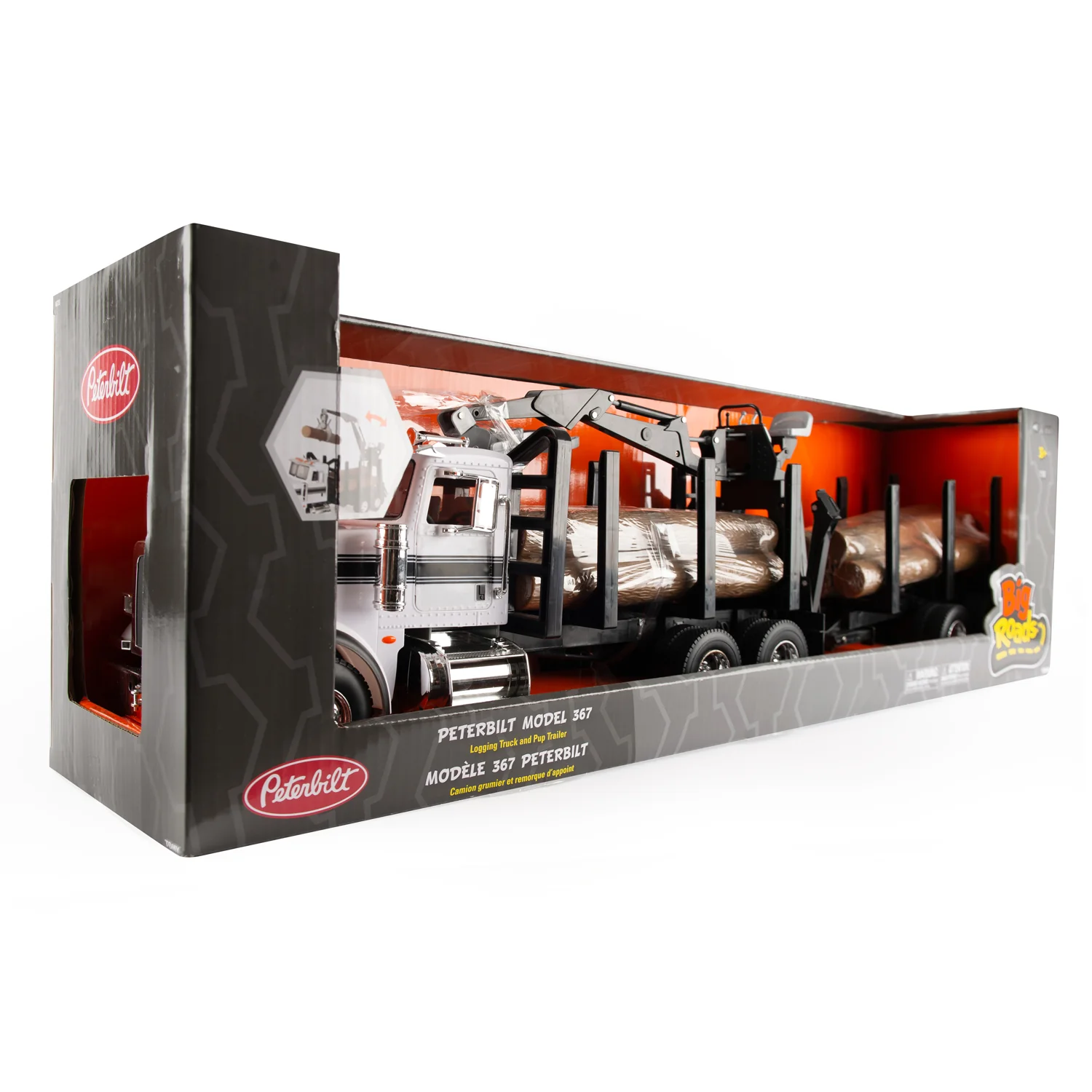 Toy Peterbilt 367 Logging Truck with Pup Trailer and Logs 46720 - Image 12