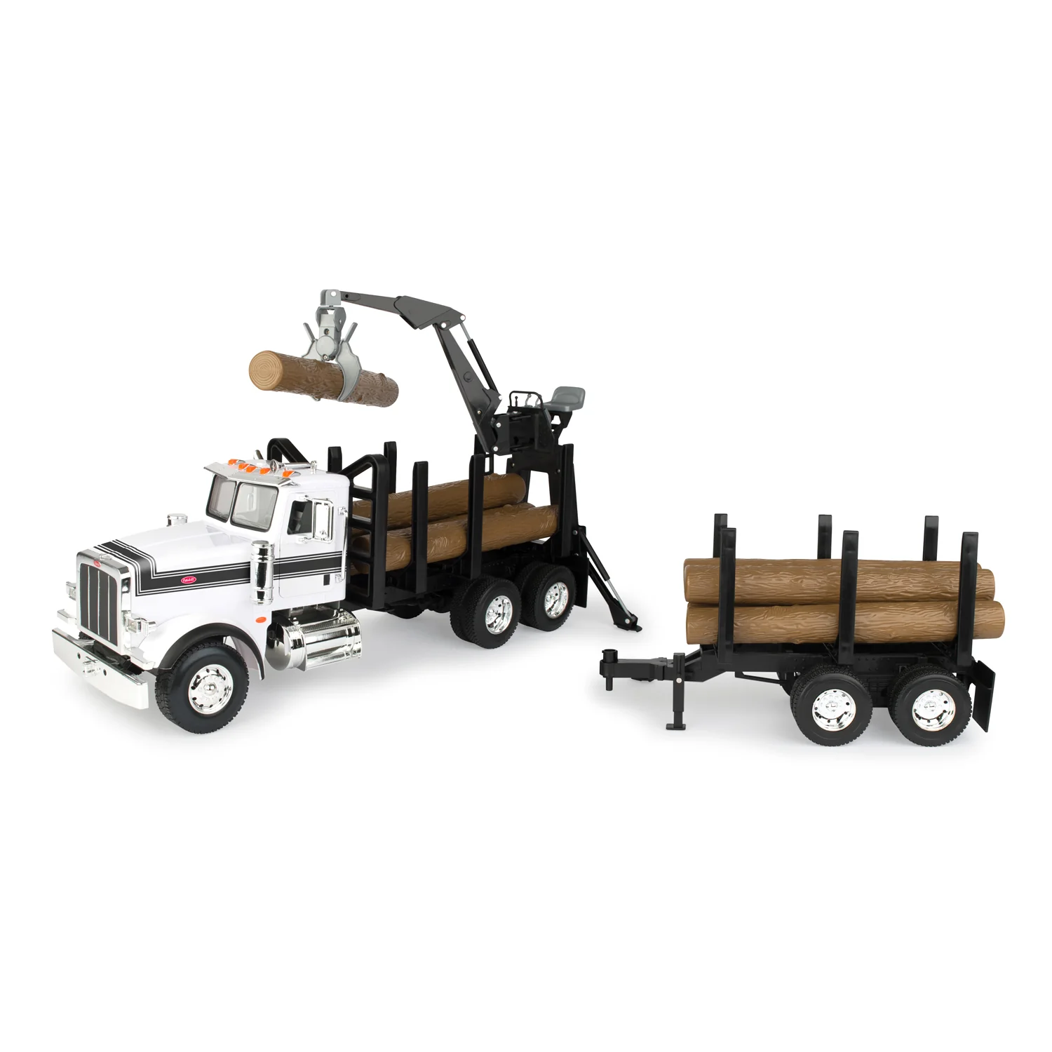 Toy Peterbilt 367 Logging Truck with Pup Trailer and Logs 46720 - Image 2