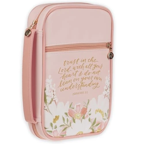 Trust in the Lord Peach Floral Faux Leather Fashion Bible Cover BBM875