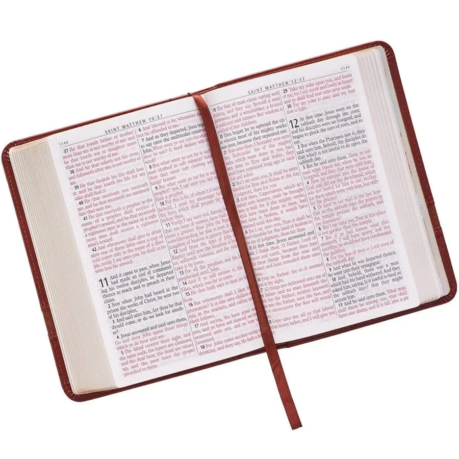 Two-tone Brown Faux Leather Large Print Compact King James Version Bible KJV034 - Image 3