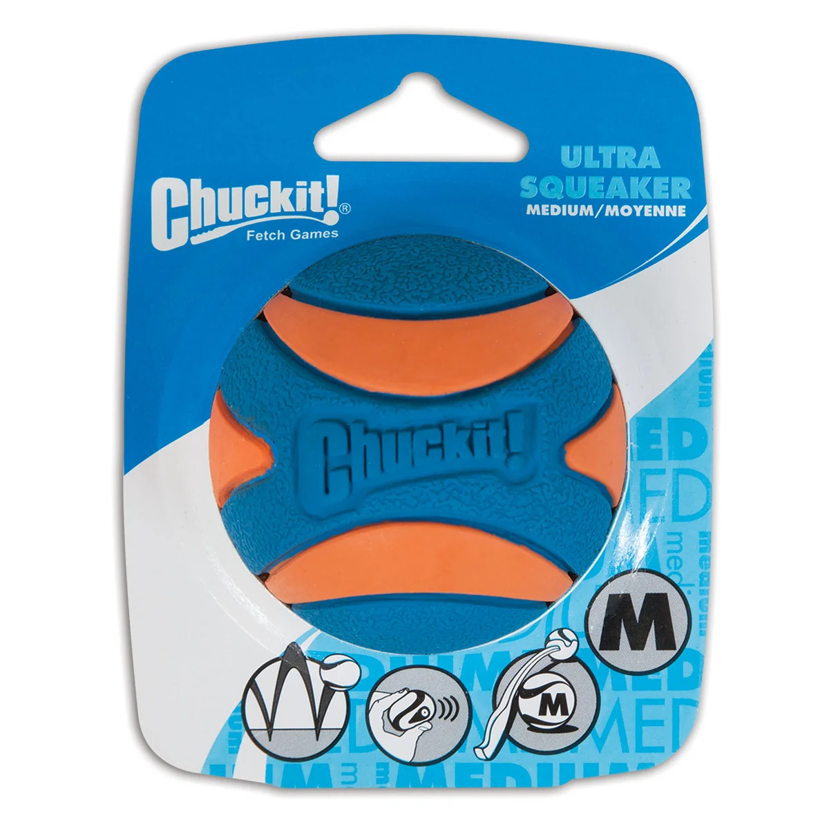 Ultra Squeaker Rubber Ball Dog Toy Medium 2.5 inch for Dogs 20-60 lb Pack of 1
