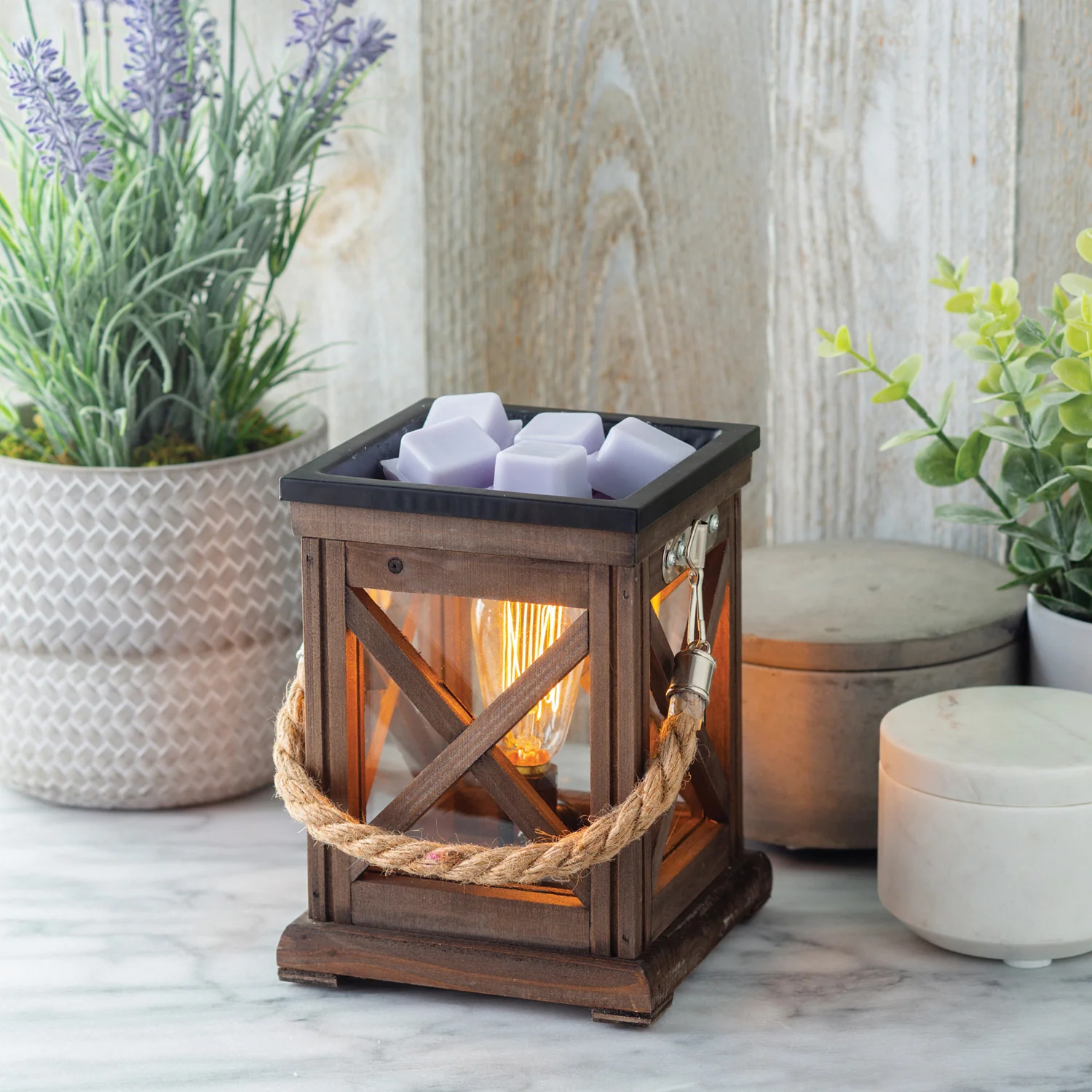 Walnut and Rope Edison Bulb Wax Warmer EBWRP - Image 2