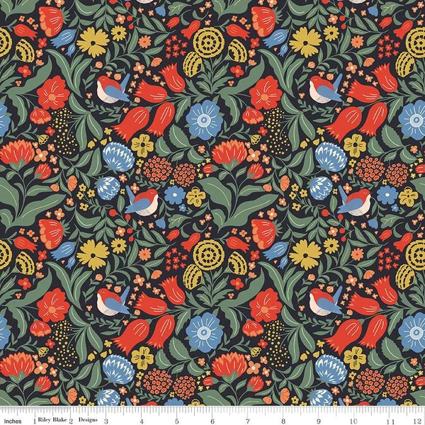 Wanderlust Collection Flowers and Birds Cotton Fabric C15470 - Image 2