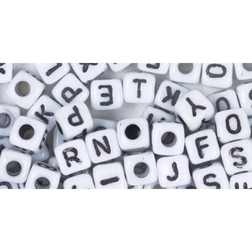 White Alphabet Square Plastic Beads CCALPHA 34104 - Image 2