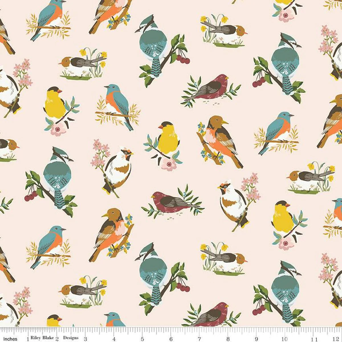 Winged Medley Collection Birds Cotton Fabric C15911 - Image 2