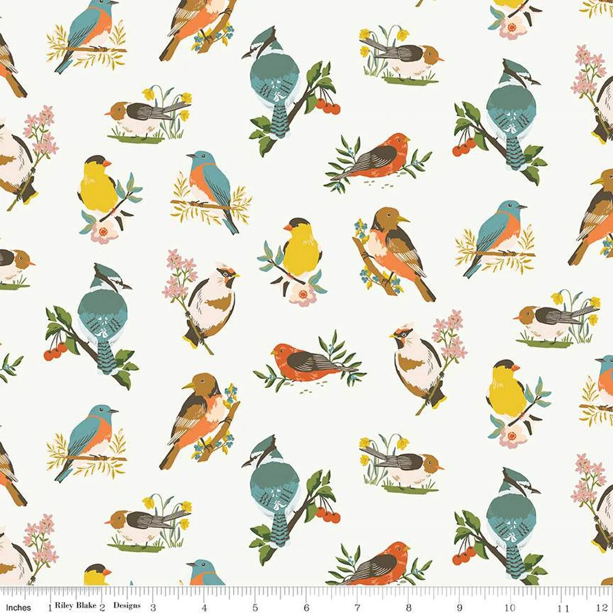 Winged Medley Collection Birds Cotton Fabric C15911 - Image 3