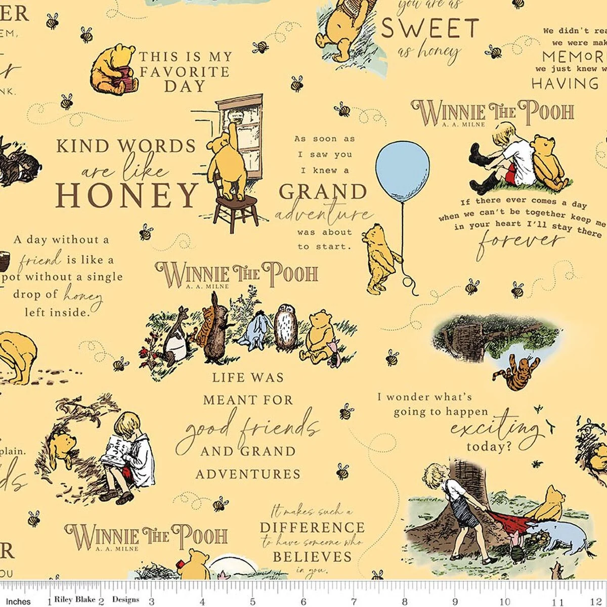 Winnie the Pooh Collection Quotes Cotton Flannel Fabric F17502