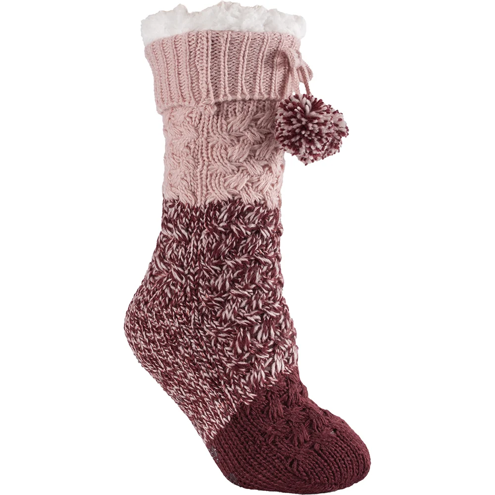 Women's Basketweave Knit Slipper Socks 06LXK12221 - Image 2