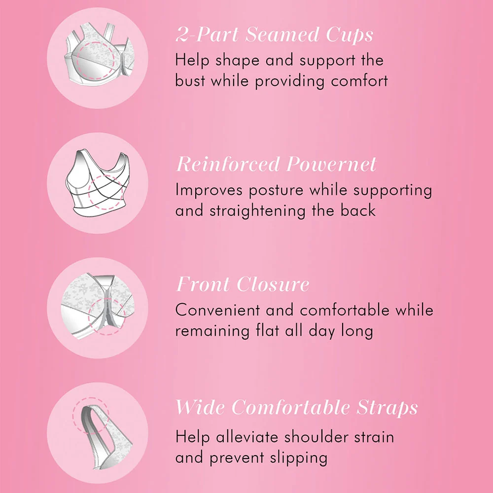 Women's Lace Wireless Back & Posture Support Bra with Front Closure 5100565 - Image 4