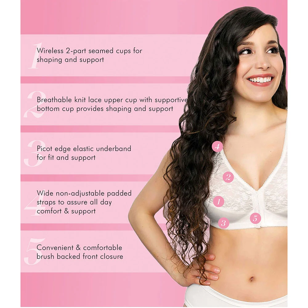 Women's Lace Wireless Back & Posture Support Bra with Front Closure 5100565 - Image 5