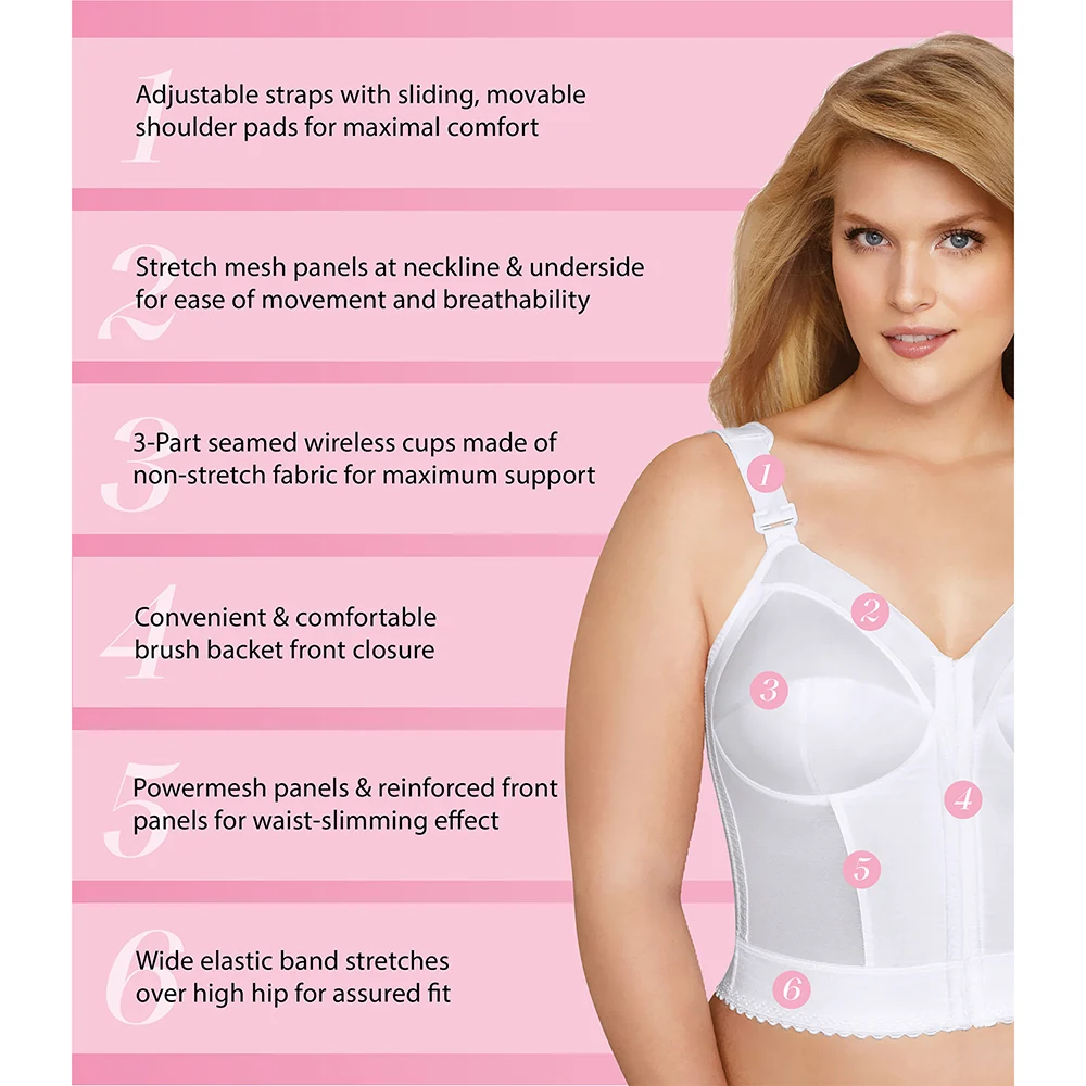 Women's Slimming Wireless Back & Posture Support Longline Bra with Front Closure 5107530 - Image 6