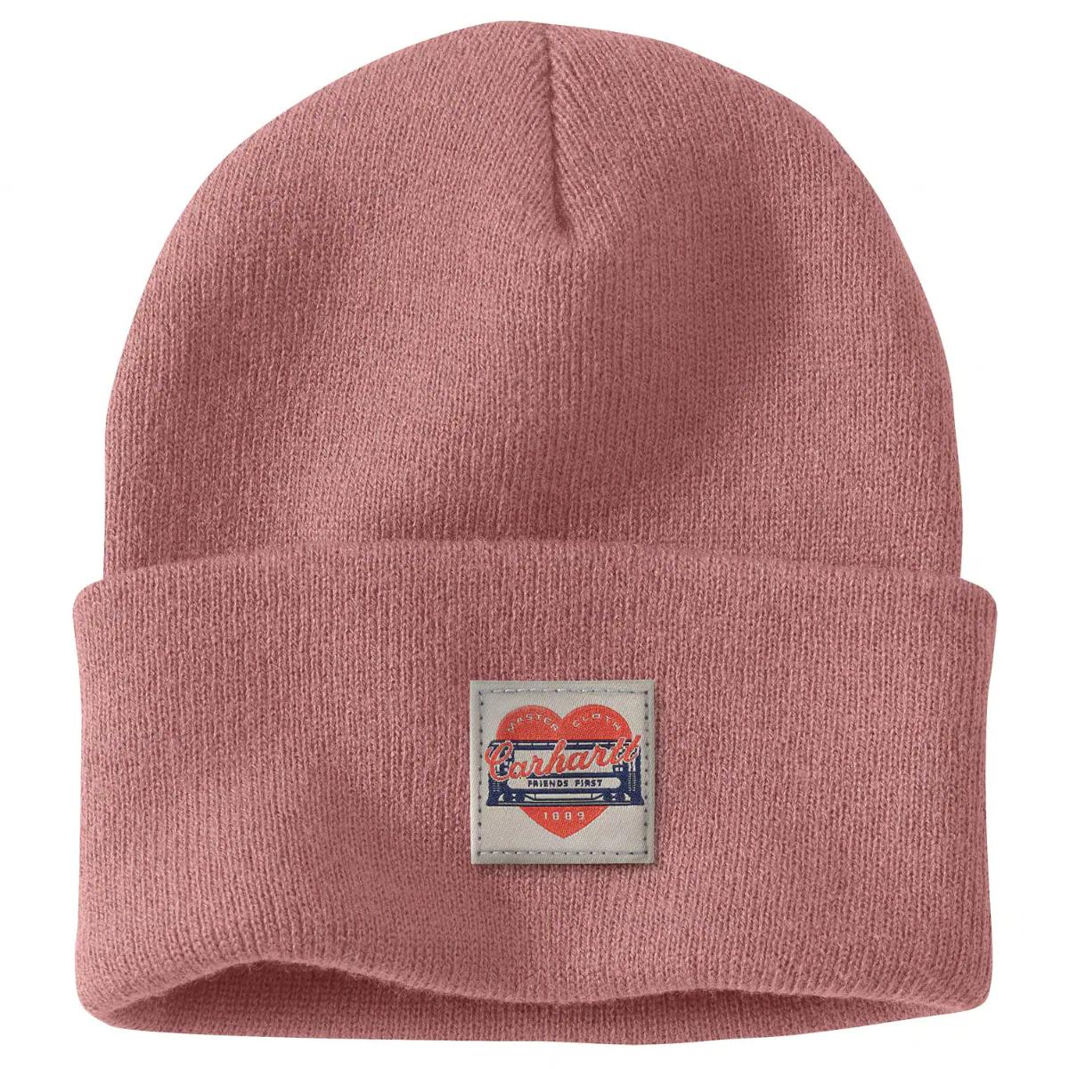 Women's Knit Heart Patch Beanie 107409 - Image 4
