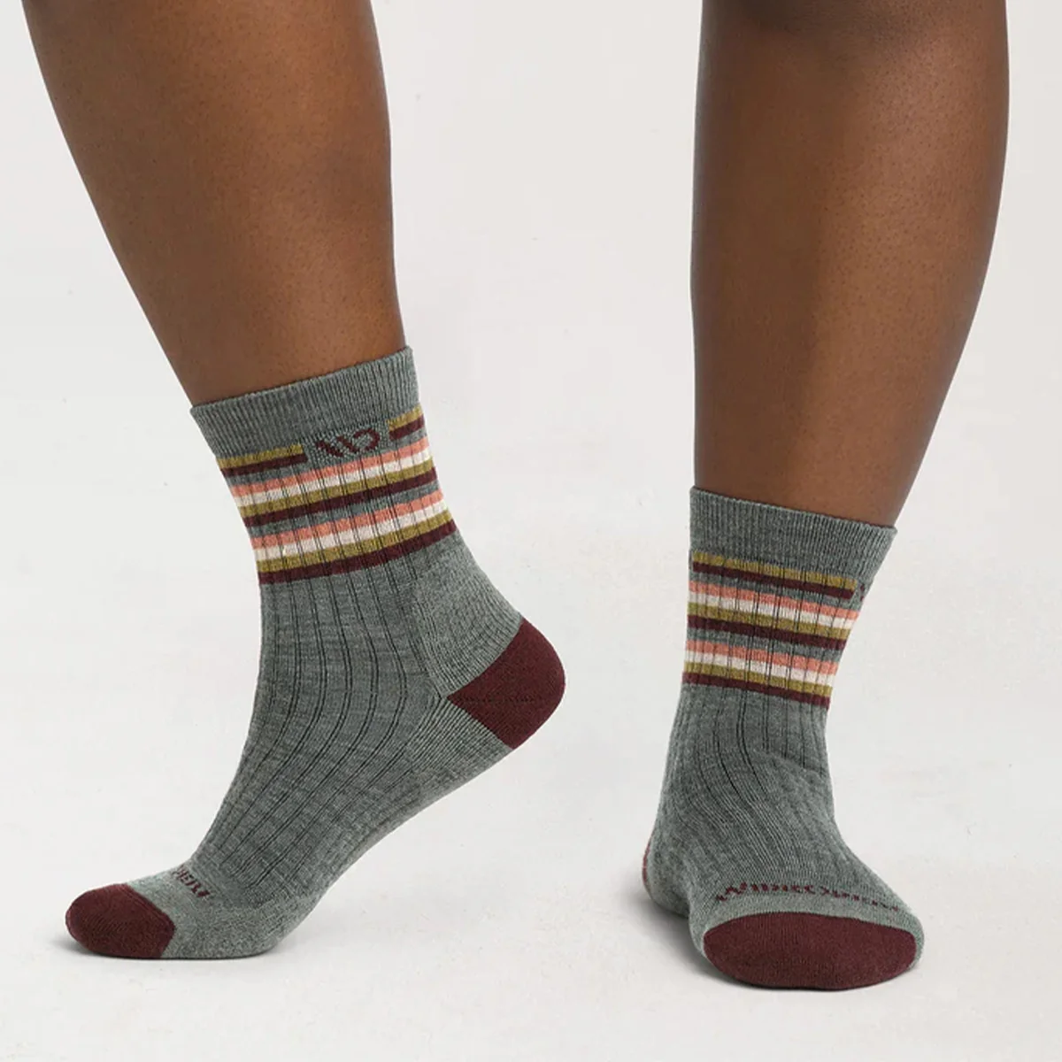 Women's Multi Stripe Cushioned Micro Crew Socks 9502 - Image 2