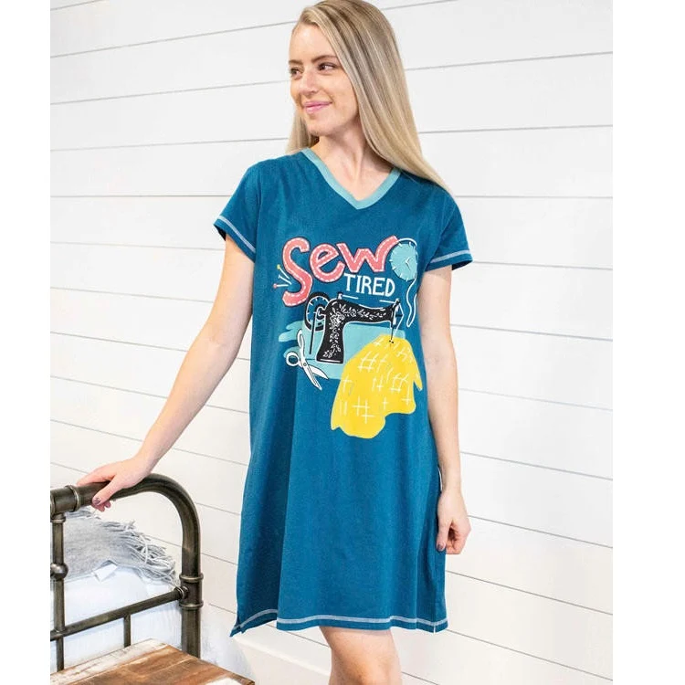 Women's Sew Tired V-Neck Nightshirt VNS513 - Image 2