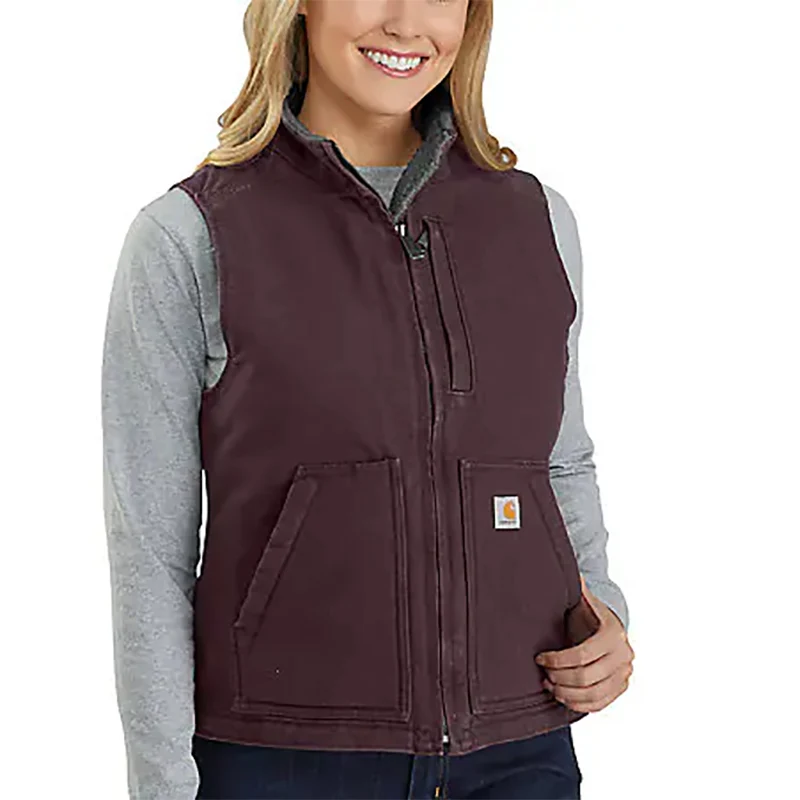 Women's Sherpa Lined Duck Mock Neck Vest 104224 - Image 2