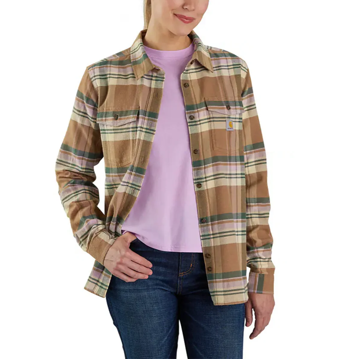 Women's Tencel Fiber Relaxed Fit Long-Sleeve Flannel Shirt 106447 - Image 2