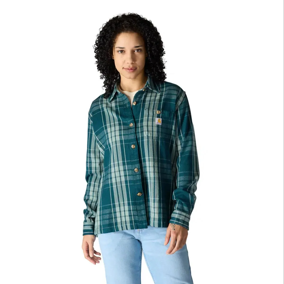 Women's TENCEL Fiber Series Loose Fit Twill Plaid Shirt 107136 - Image 2
