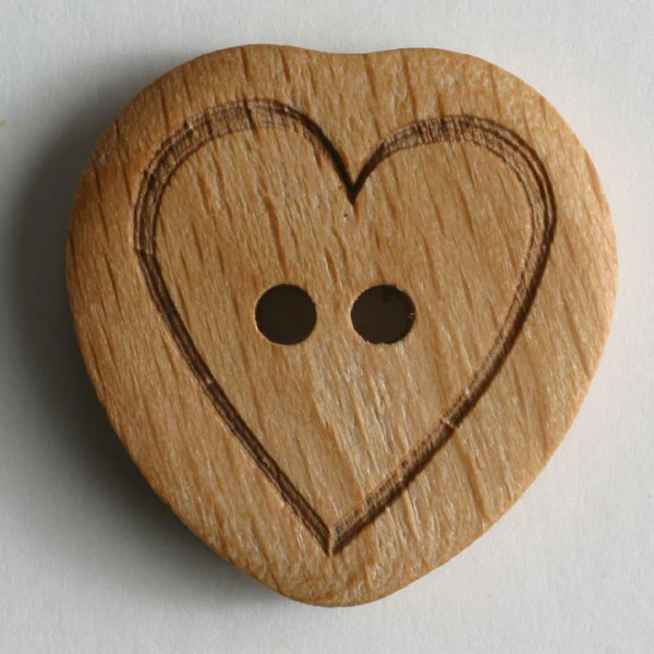 Wooden Heart Button 1051