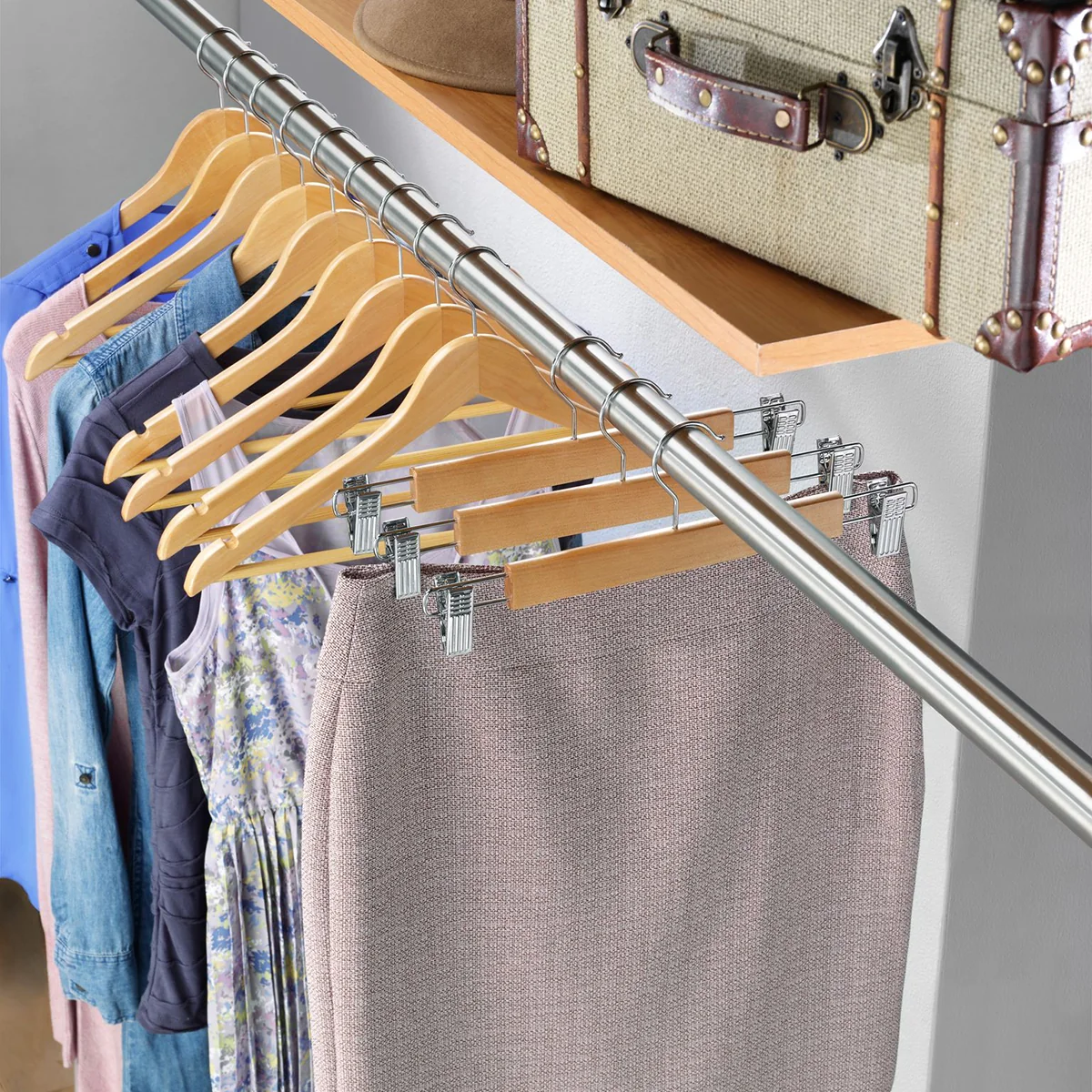 Wooden Skirt Hangers, Set of 5 6026-341 - Image 2